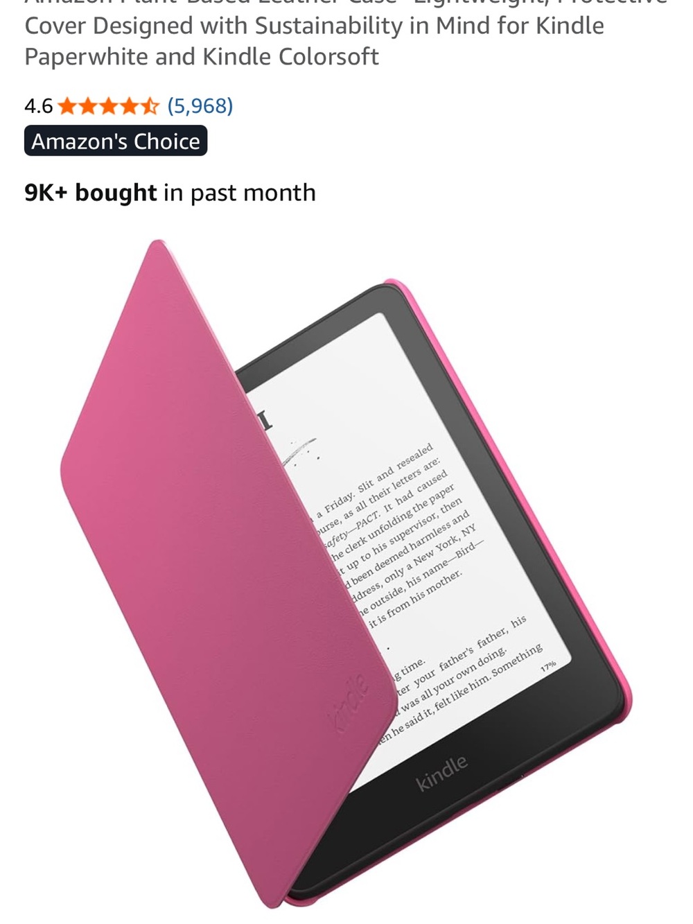AMAZON Plant Based Leather Case for Kindle Paperwhite 12th Gen - Raspberry - Picture 5 of 5